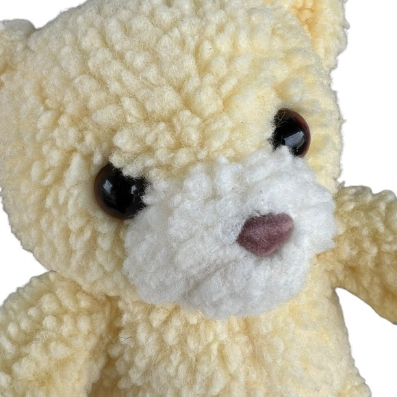 Vintage Kinder Gund Curly Bear Sherpa Plush Teddy Rattle 1988 Yellow 9” GUC - Picture 5 of 9